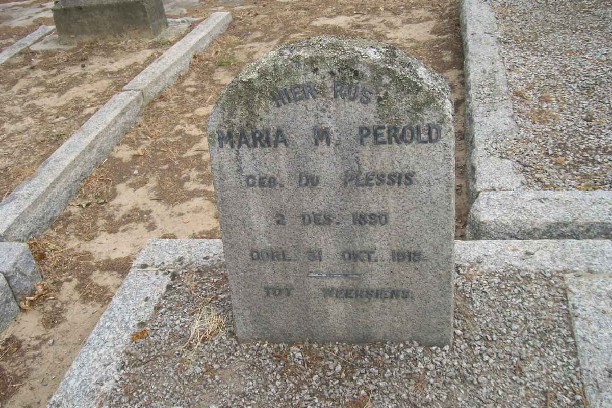 PEROLD Maria M. nee DU PLESSIS 1890-1918