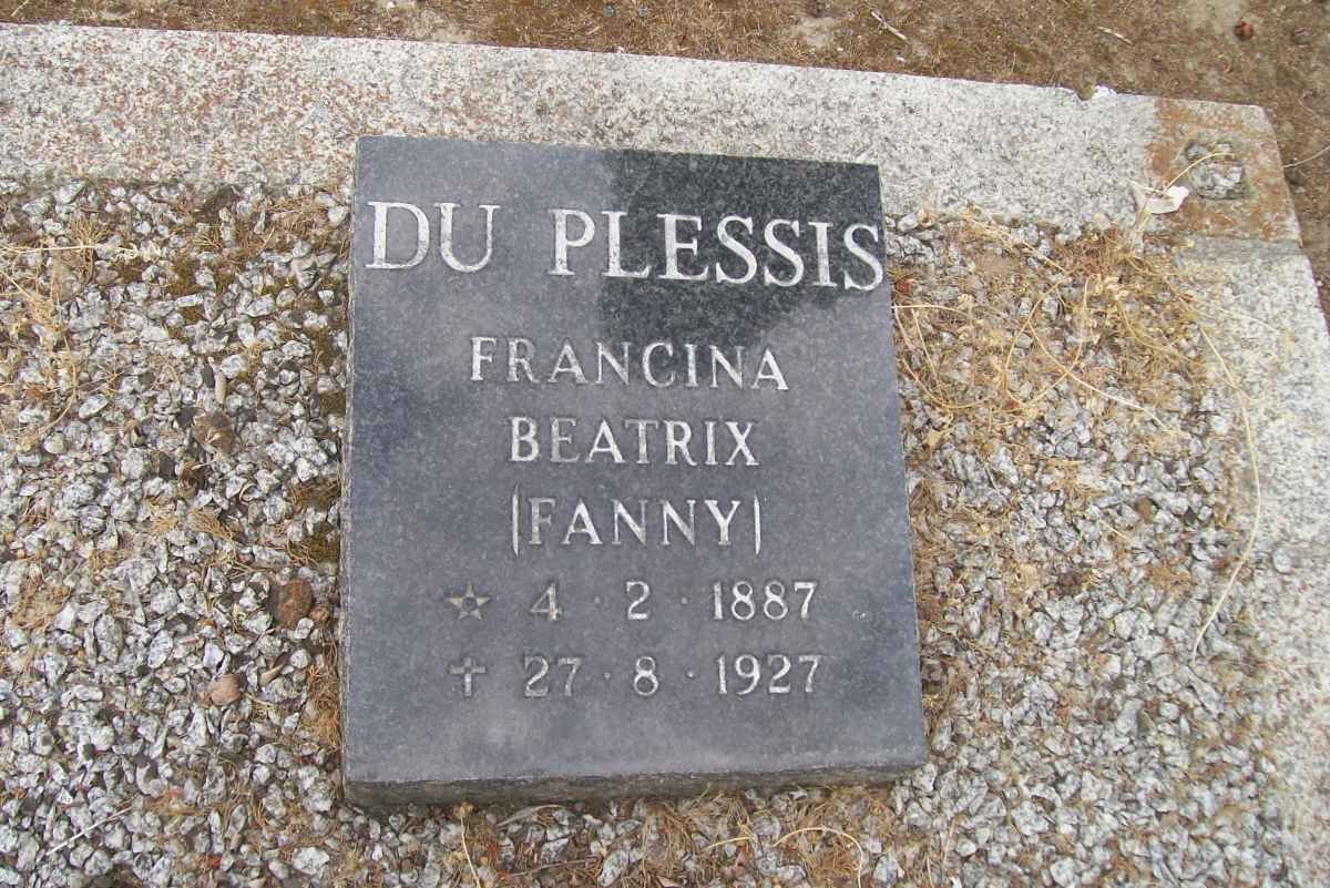 PLESSIS Francina Beatrix, du 1887-1927