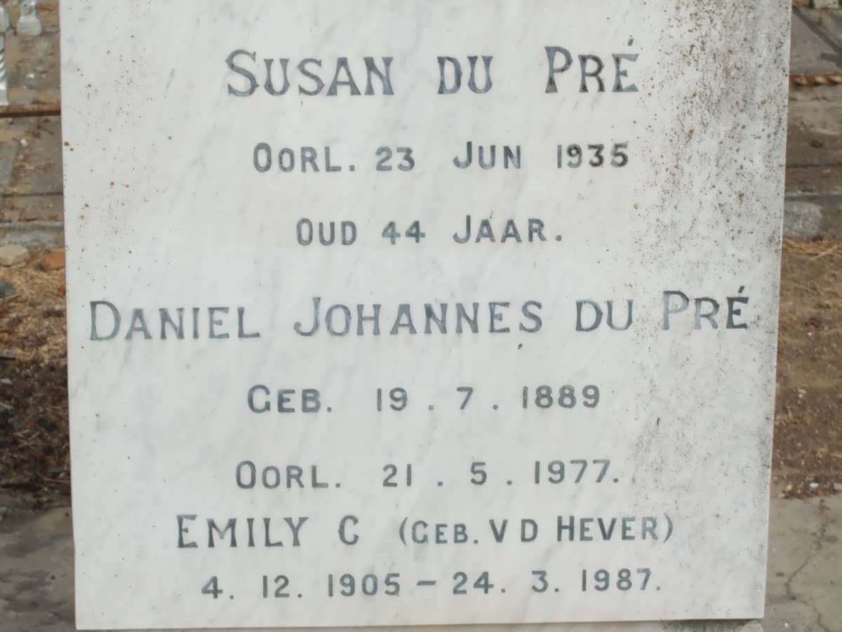 PRÉ Daniel Johannes, du 1889-1977 &amp; Emily C. VD HEEVER 1905-1987