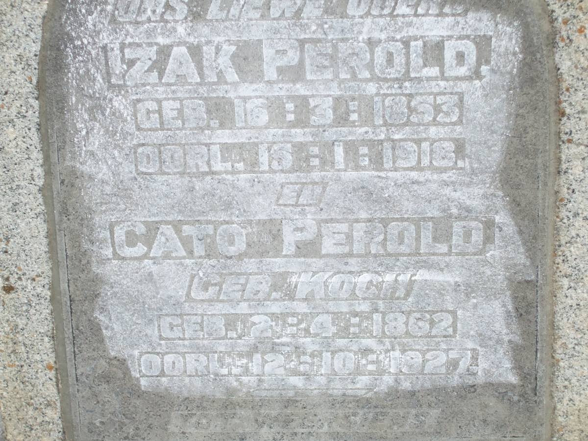 PEROLD Izak  1853-1918 &amp; Cato KOCH 1862-1927