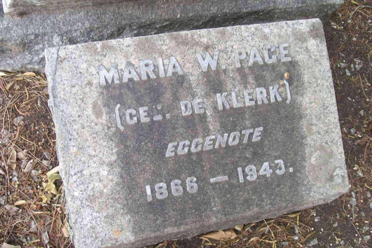 PAGE Maria W. nee DE KLERK 1866-1943