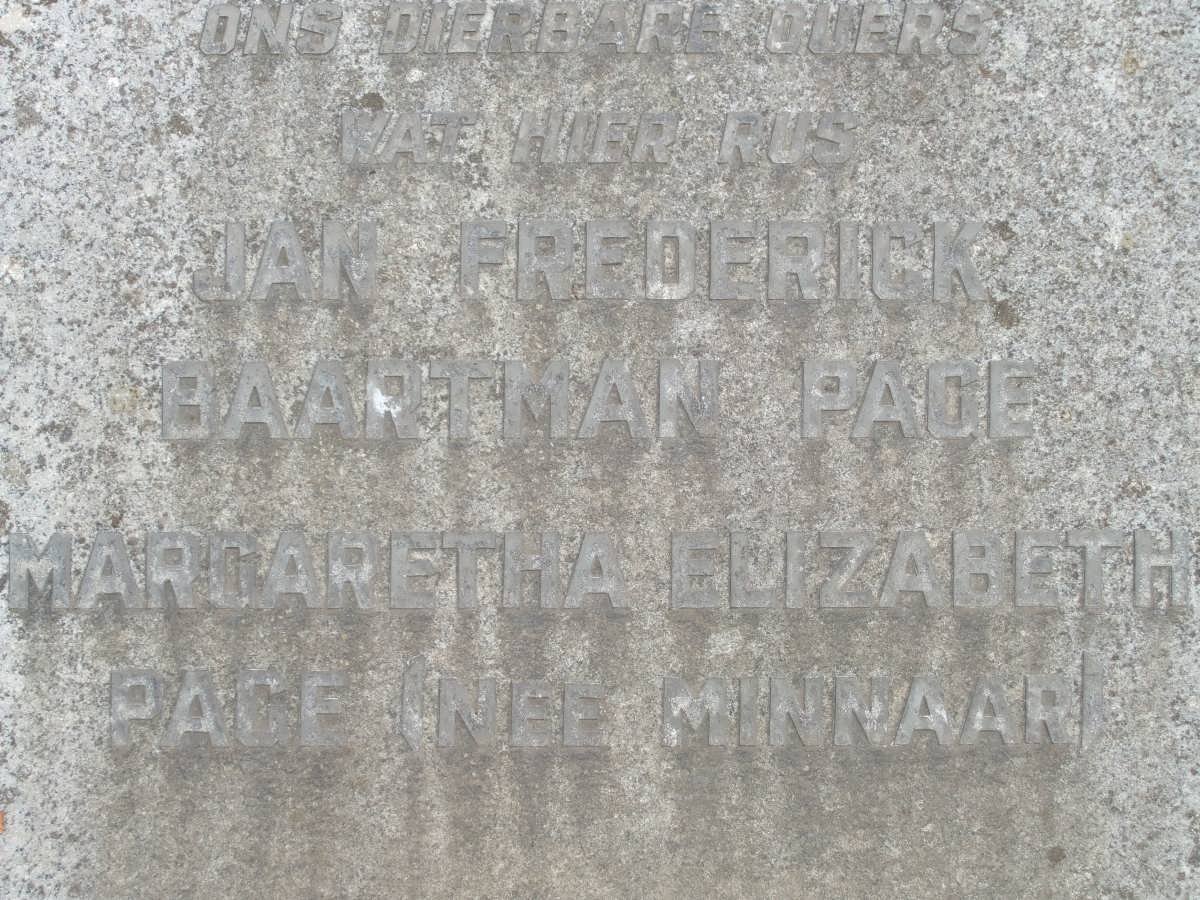 PACE Jan Frederick Baartman &amp; Magaretha Elizabeth MINNAAR
