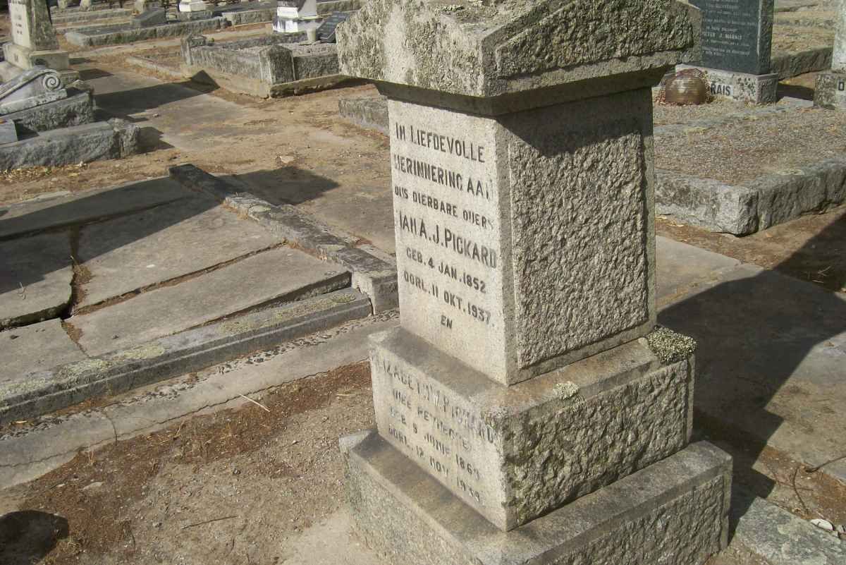 PICKARD Jan A. 1852-1937 &amp; Elizabeth W. REYNECKE 1867-1939