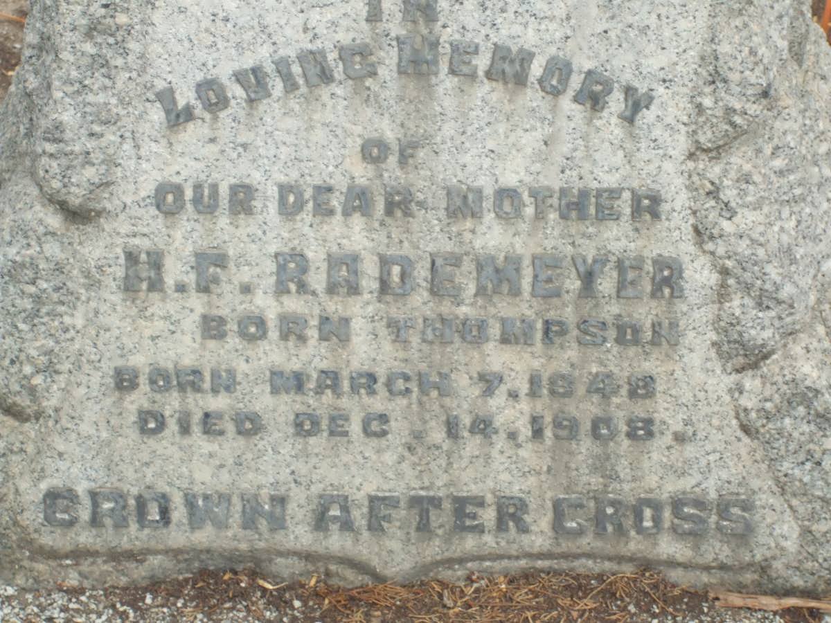 RADEMEYER H.F. nee THOMPSON 1848-1908