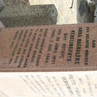 REDELINGHUYS Anna Magdalene nee RETIEF 1877-1944
