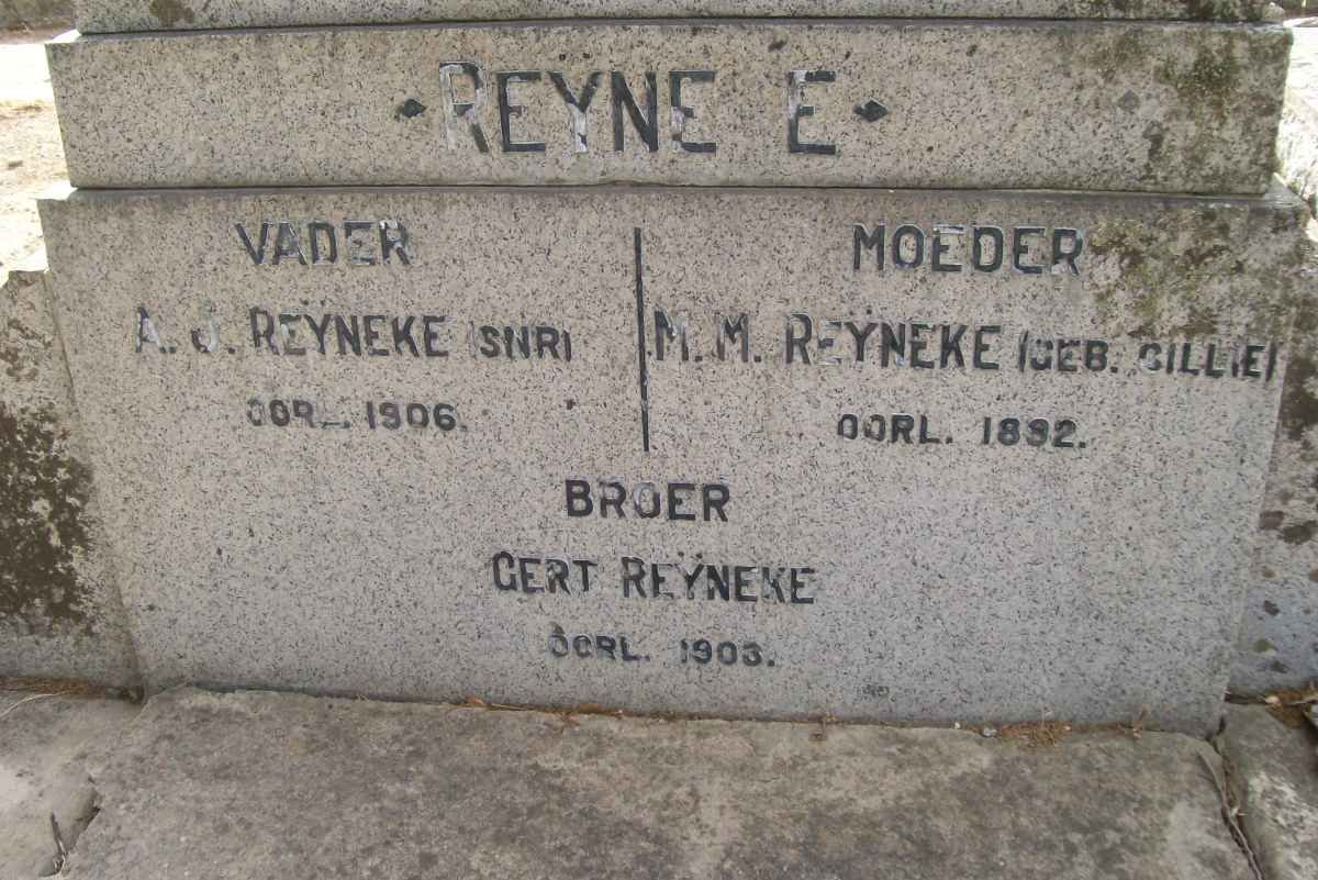 REYNEKE A.J. -1906 &amp; M.M. CILLIE -1892 :: REYNEKE Gert -1903