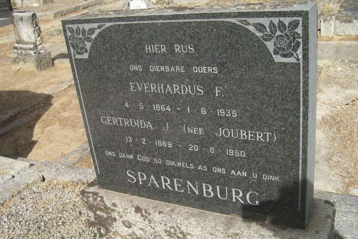 SPARENBURG Everhardus F. 1864-1935 &amp; Gertruida J. JOUBERT 1869-1950