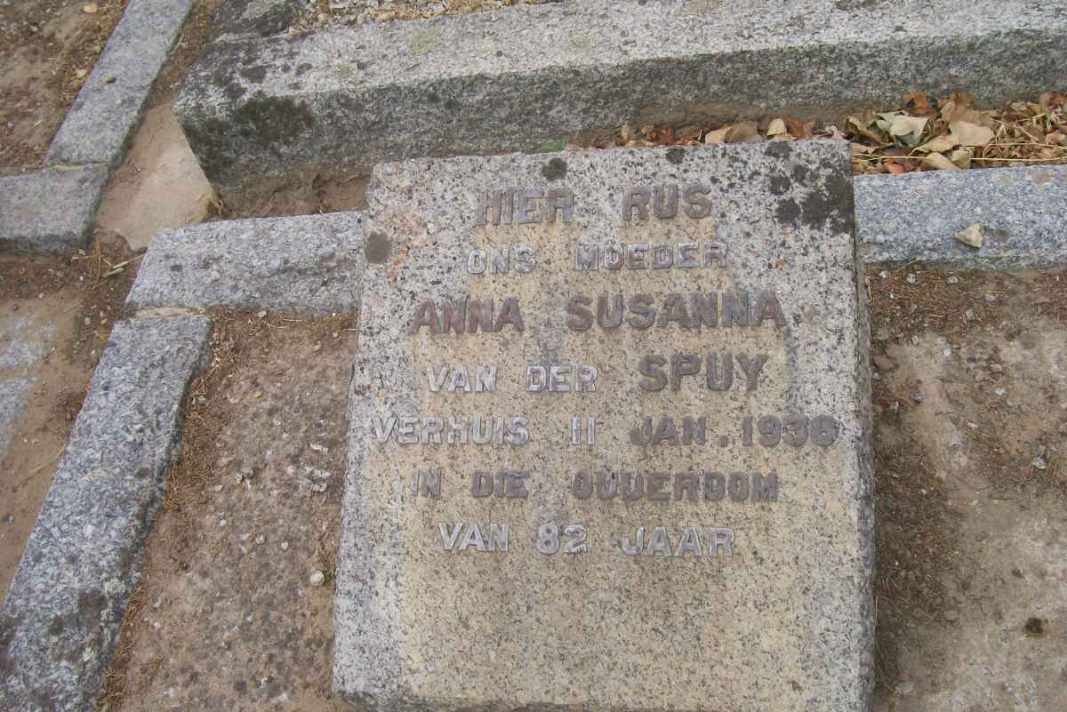 SPUY Anna Susanna, van der -1938