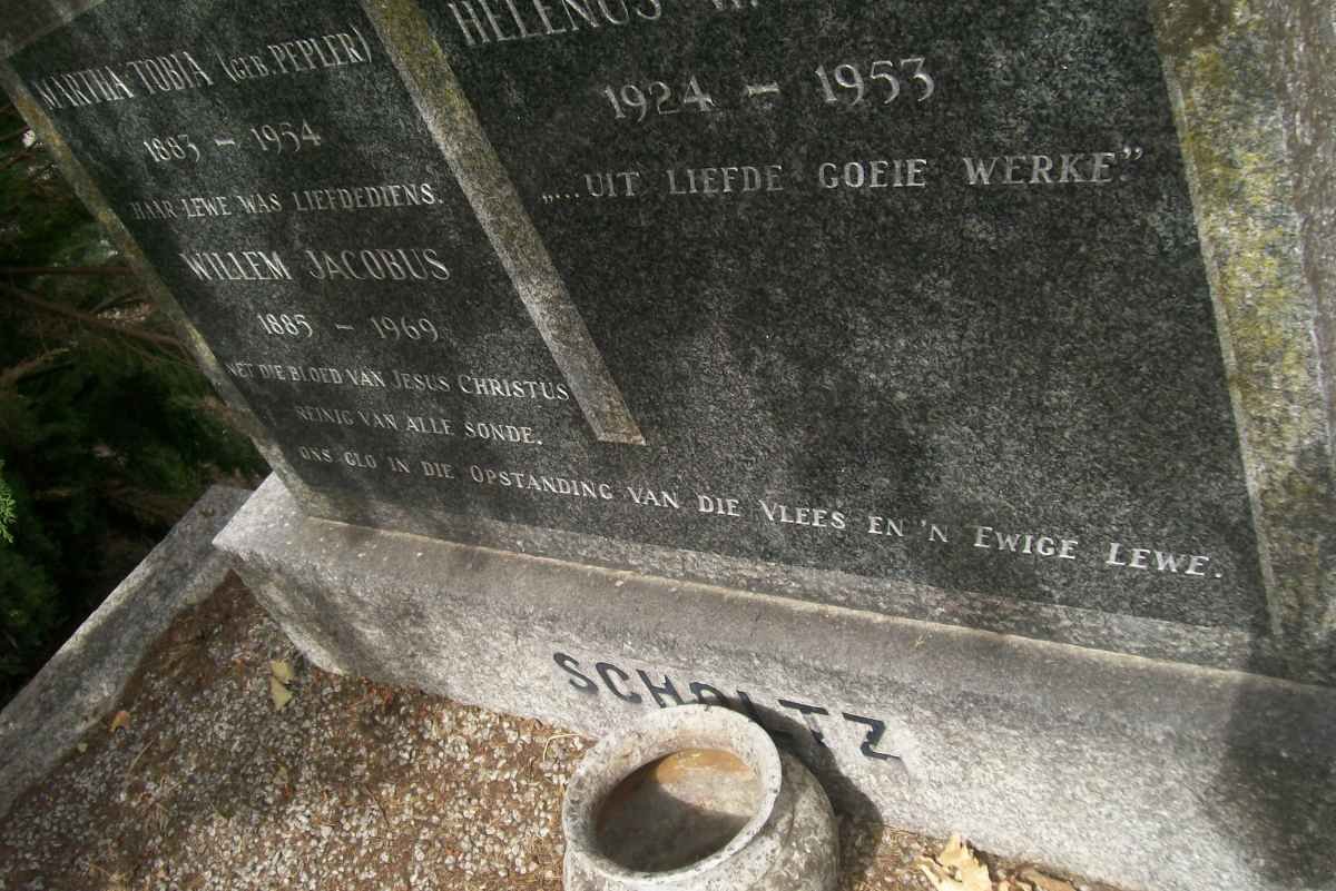 SCHOLTZ Willem Jacobus 1885-1969 &amp; Martha Tobia PEPLER 1883-1954 :: SCHOLTZ Helenus W.J. van H. 1924-1953