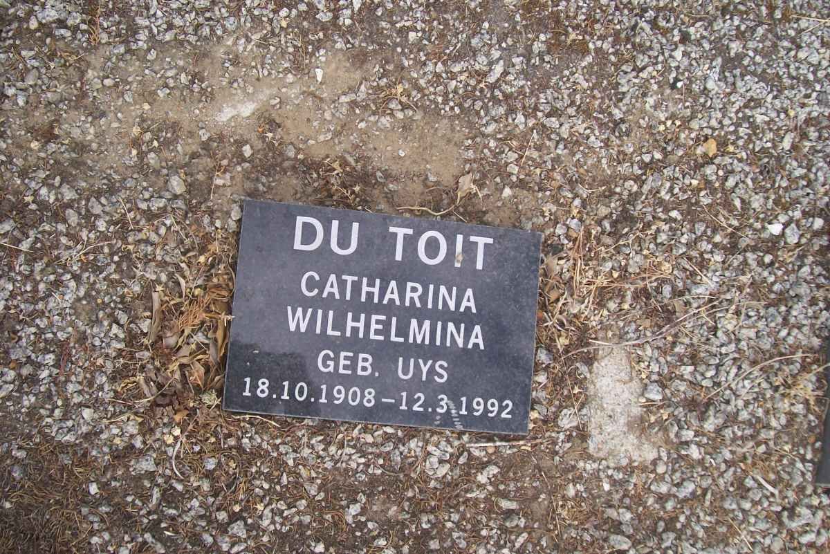 TOIT Catharina Wilhelmina, du nee UYS 1908-1992