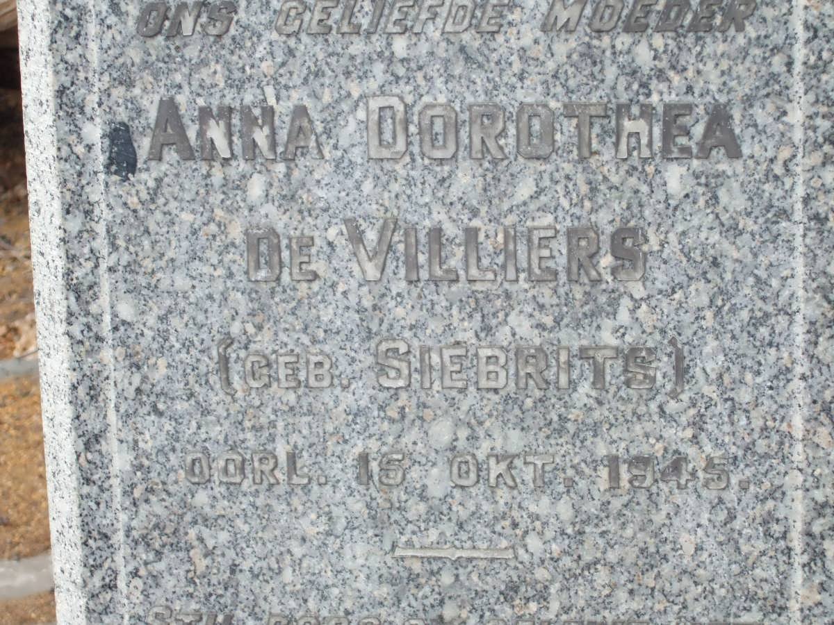 VILLIERS Anna Dorothea, de nee SIEBRITS -1945