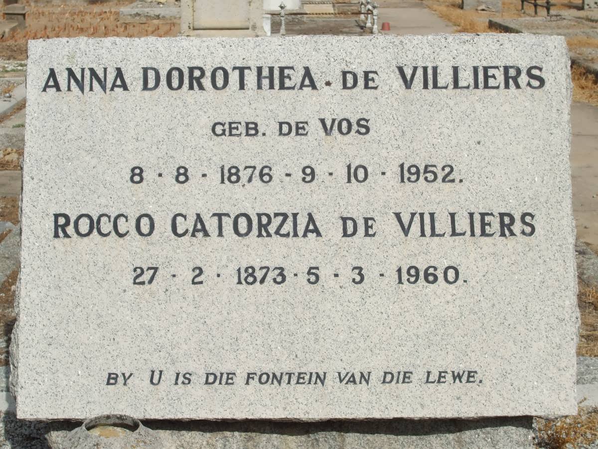 VILLIERS Rocco Catorzia, de 1873-1960 &amp; Anna Dorothea DE VOS 1876-1952