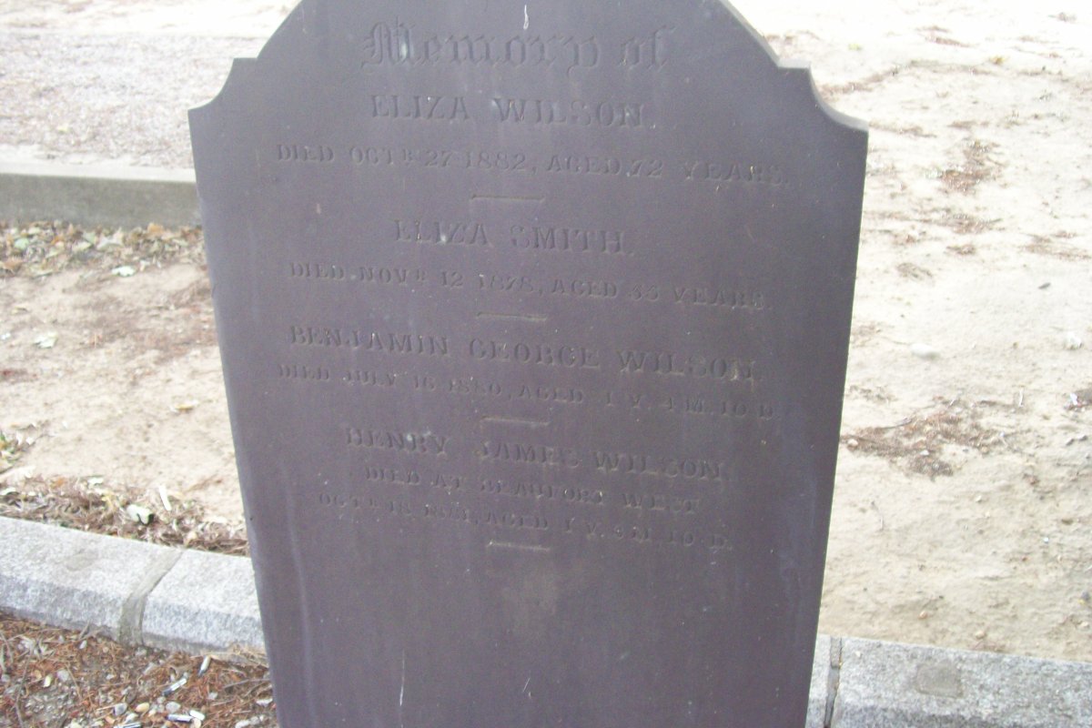 WILSON Eliza -1882 :: SMITH Eliza -1878 :: WILSON Benjamin George -1890 :: WILSON Henry James -18?1 