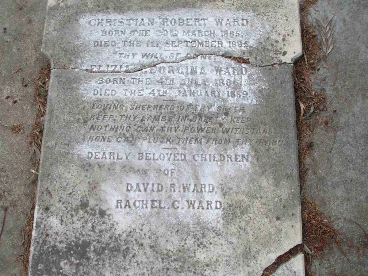 WARD Christian Robert 1885-1885 :: WARD Elizia Georgina 1886-1889