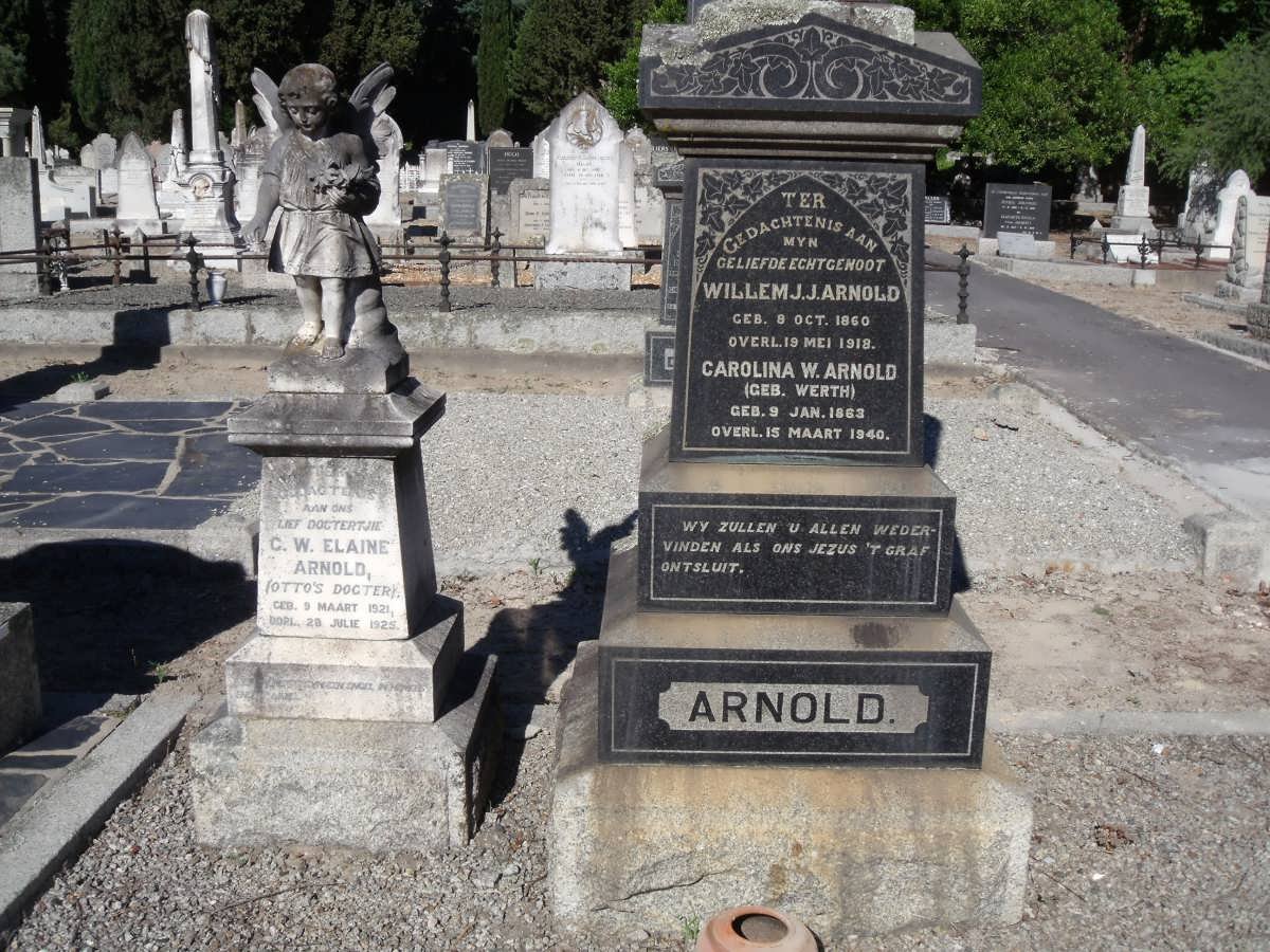 ARNOLD Willem J.J. 1860-1918 &amp; Carolina W. WERTH 1863-1940 :: ARNOLD C.W. Elaine 1921-1925