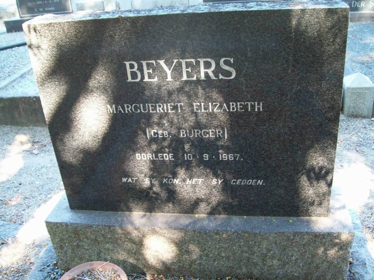 BEYERS Margueriet Elizabeth nee BURGER -1967