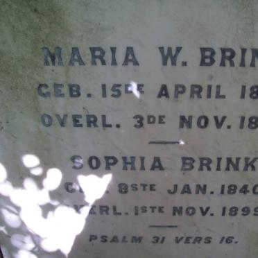BRINK Maria W. 1836-1899 :: BRINK Sophia 1840-1899