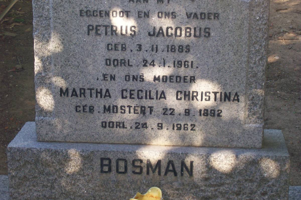 BOSMAN Petrus Jacobus 1889-1961 &amp; Martha Cecilia Christina MOSTERT 1892-1962