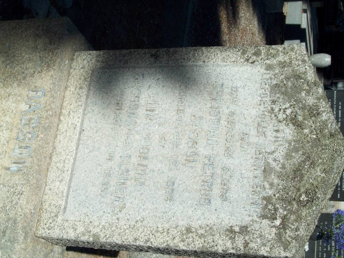 BASSON Christian Petrus -1926 &amp; Anna Susanna CLEMEN -1933