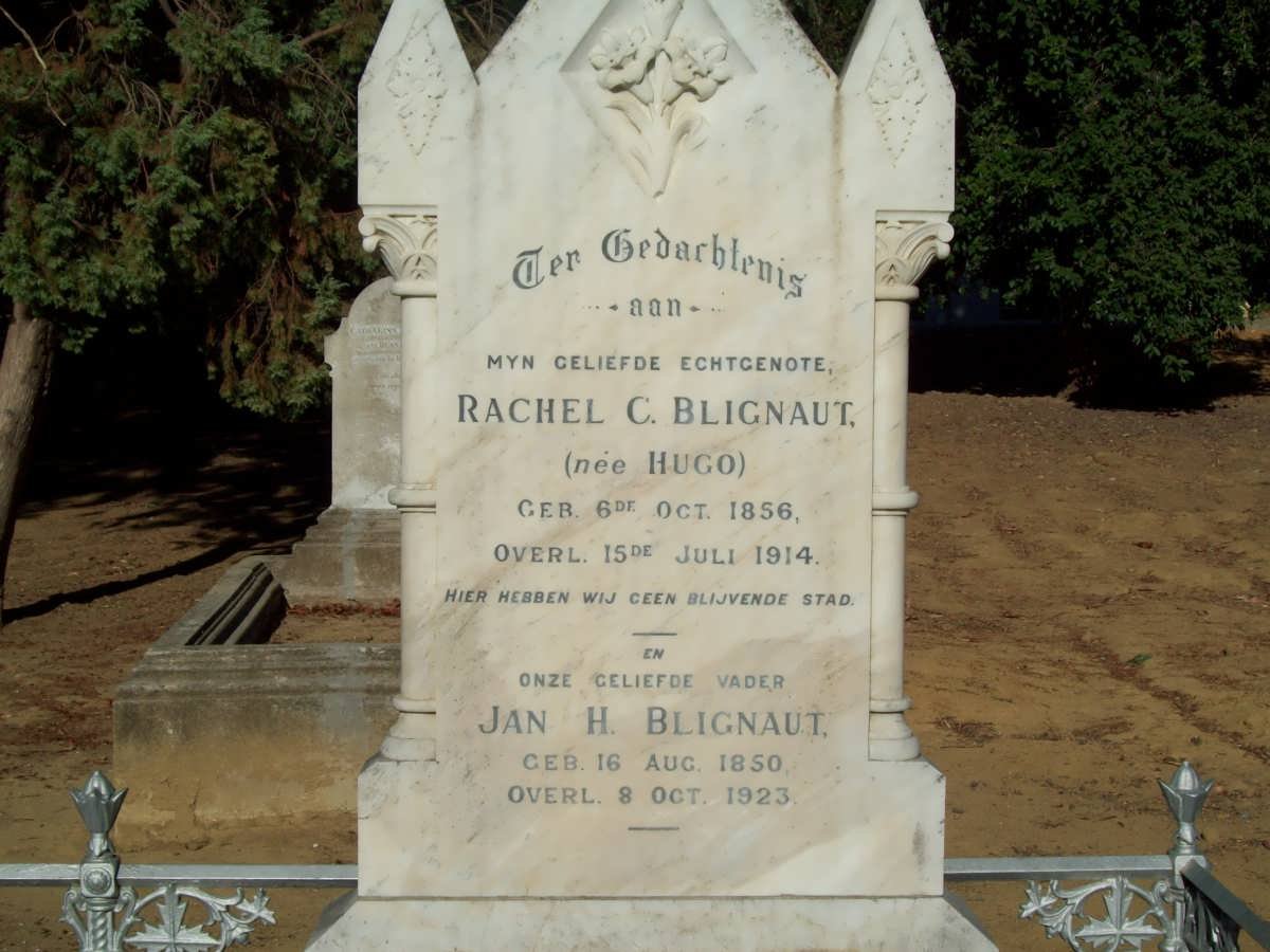 BLIGNAUT Jan H. 1850-1923 &amp; Rachel C. HUGO 1856-1914