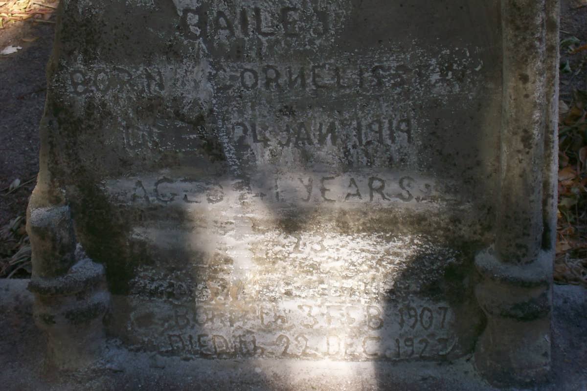 BAILEY Wilhelmina Elizabeth nee CORNELISSEN -1919 :: ? 1907-192?