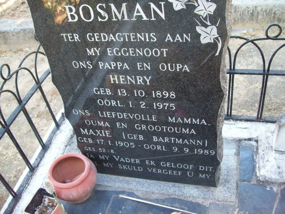 BOSMAN Henry 1898-1975 &amp; Maxie BARTMANN 1905-1989