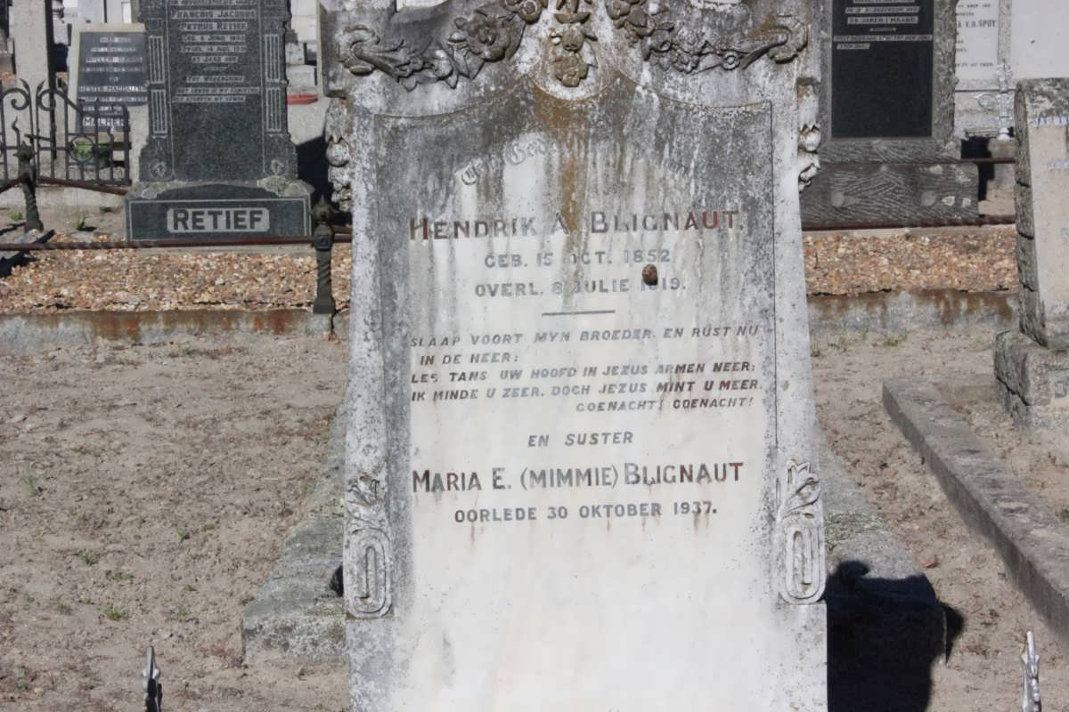 BLIGNAUT Hendrik 1852-1919 :: BLIGNAUT Maria E. -1937