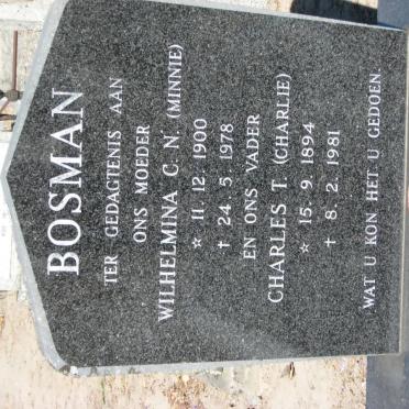 BOSMAN Charles T. 1894-1981 &amp; Wilhelmina C.N. 1900-1978