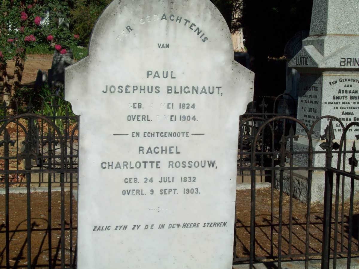 BLIGNAUT Paul Josephus 1824-1904 &amp; Rachel Charlotte ROSSOUW 1832-1903