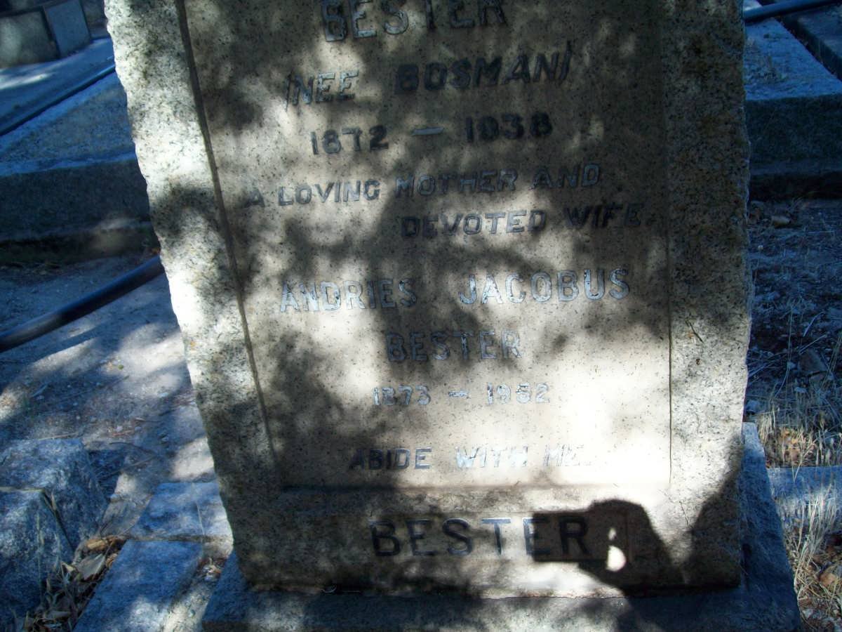 BESTER Andries Jacobus 1873-1952 &amp; Hester Anna BOSMAN 1872-1938
