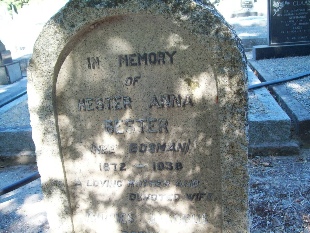 BESTER Hester Anna nee BOSMAN 1872-1938
