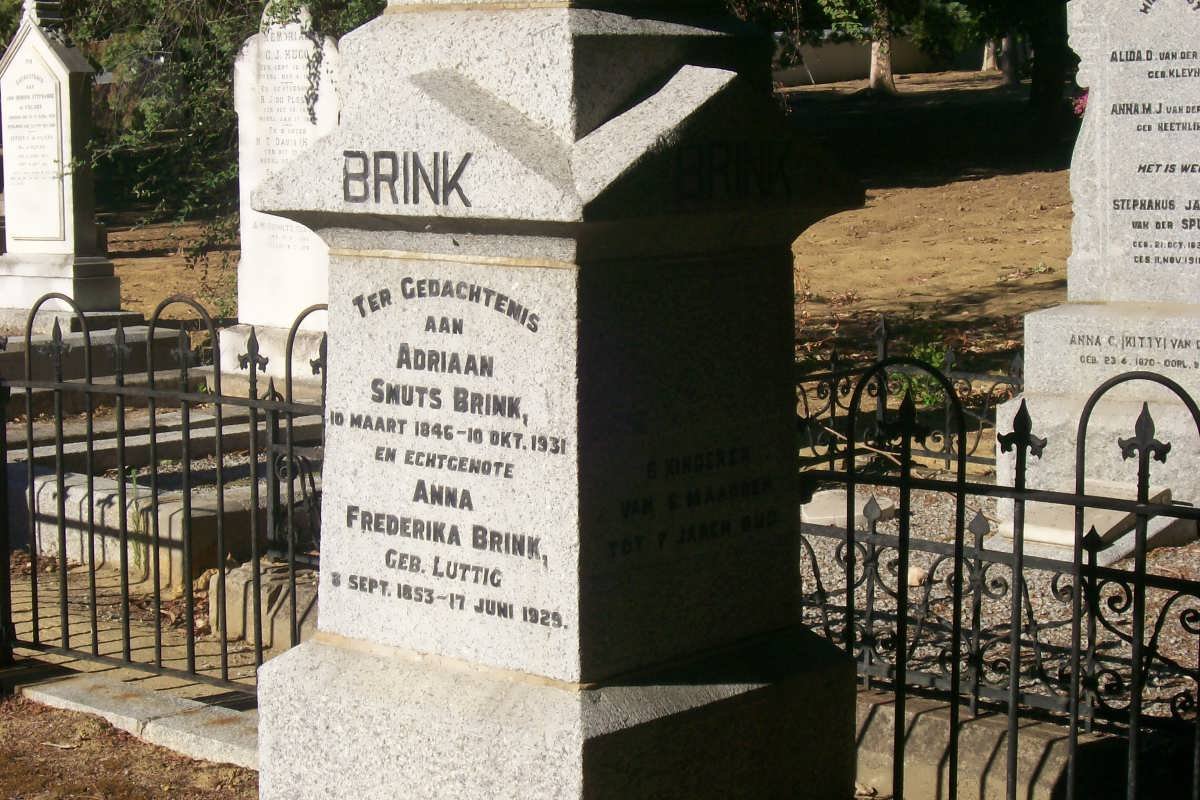 BRINK Adriaan Smuts 1846-1931 &amp; Anna Frederika LUTTIG 1853-1929