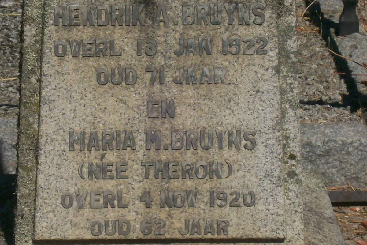 BRUYNS Hendrik A. -1922 &amp; Maria M. THERON -1920