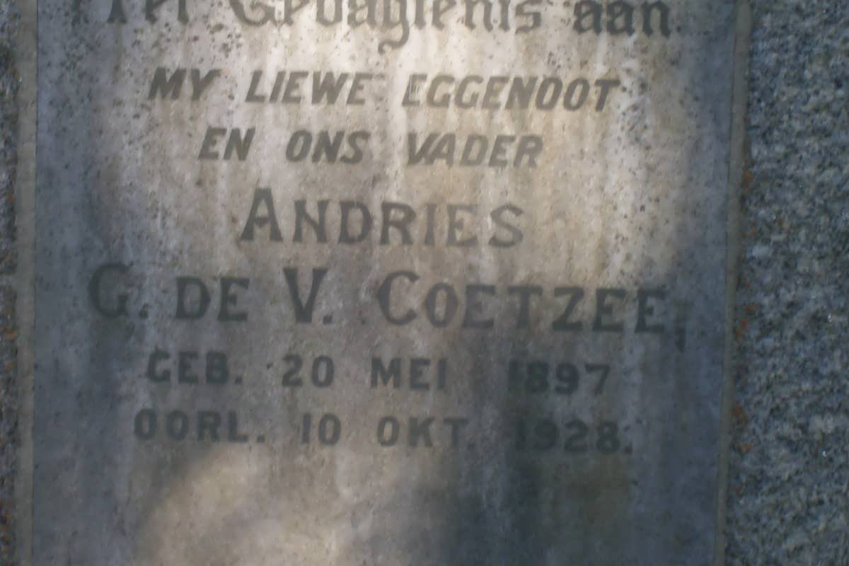 COETZEE Andries G. de V. 1897-1928