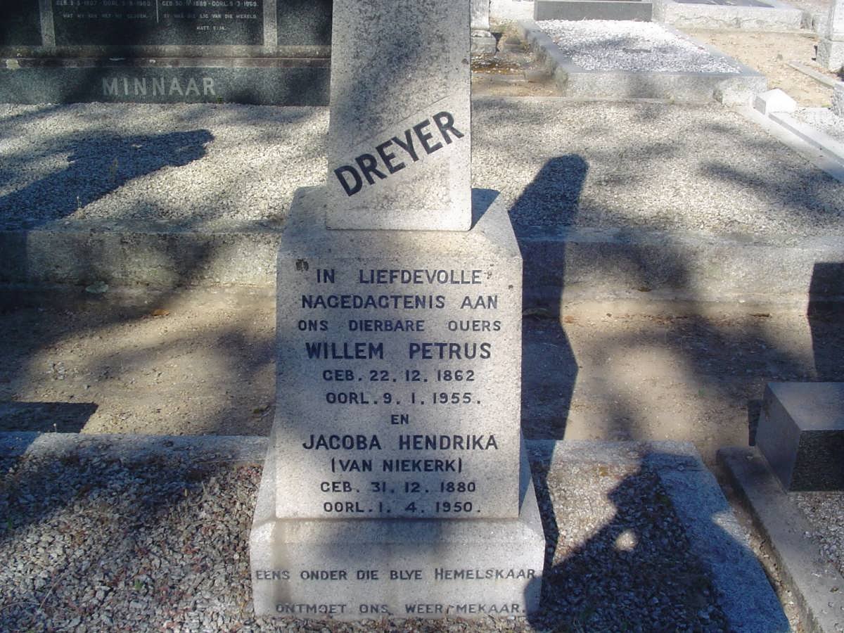 DREYER Willem Petrus 1862-1955 &amp; Jacoba Hendrika VAN NIEKERK 1880-1950