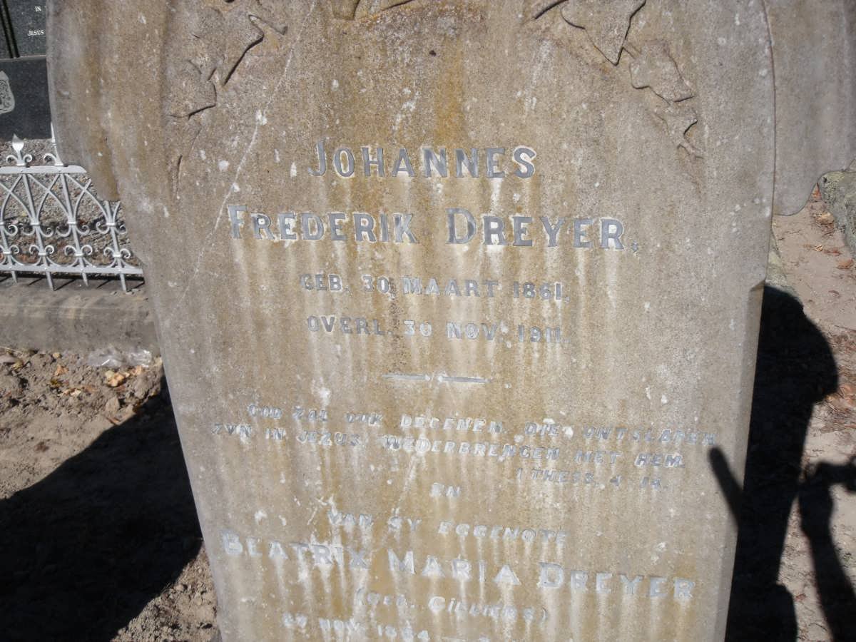 DREYER Johannes Frederik 1861-1911 &amp; Beatrix Maria CILLIERS 18?4-?