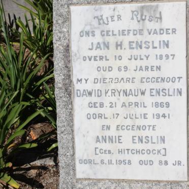 ENSLIN Jan H. -1897:: ENSLIN David Krynhauw 1869-1941 &amp; Annie HITCHCOCK -1958