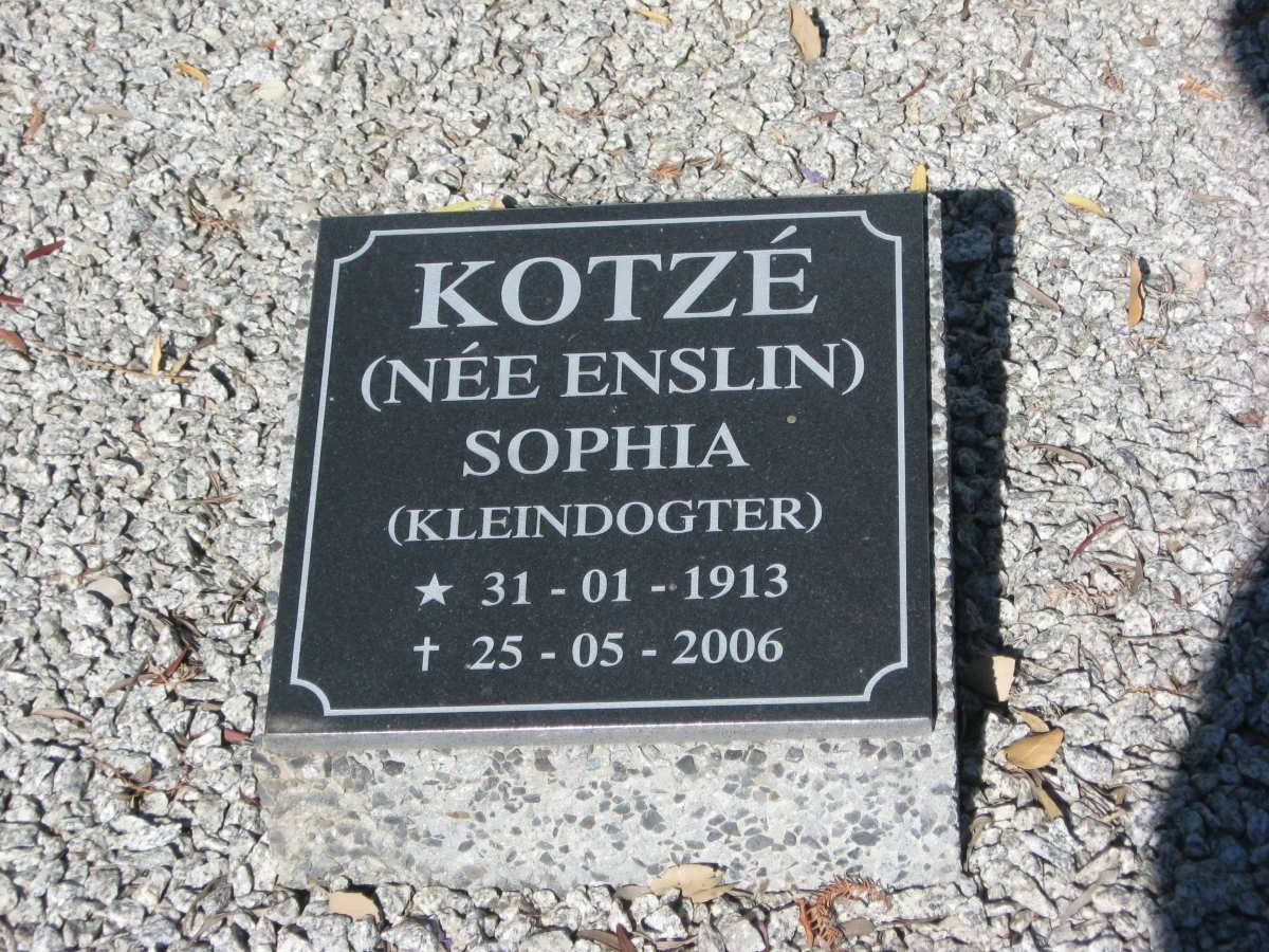 KOTZÉ Sophia nee ENSLIN 1913-2006