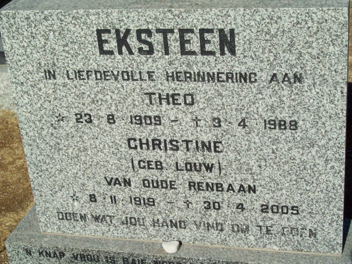 EKSTEEN Theo 1909-1988 &amp; Christine LOUW 1919-2005