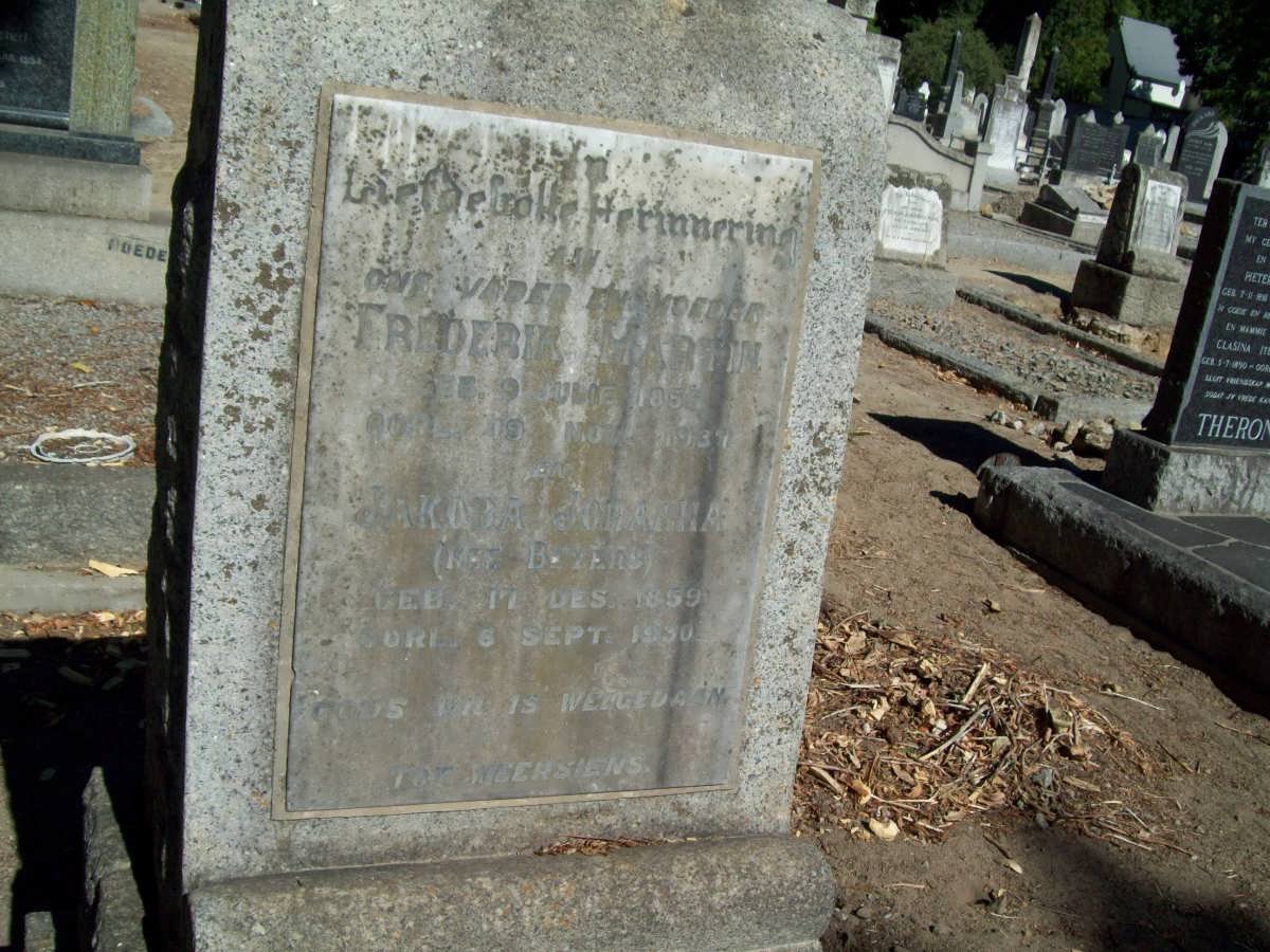 ENSLIN Frederik Martin 1856-1937 &amp; Jakoba Johanna BEYERS 1859-1930