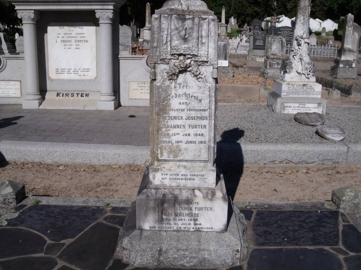 FURTER Frederick Josephus Johannes 1840-1915 &amp; Francina Louisa MALHERBE 1849-1915