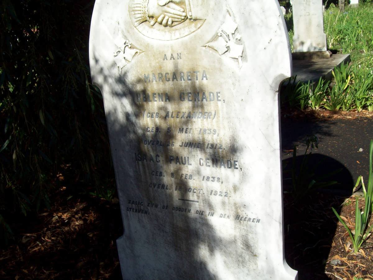 GENADE Isaac Paul 1828-1922 &amp; Margareta Helena ALEXANDER 1839-1912