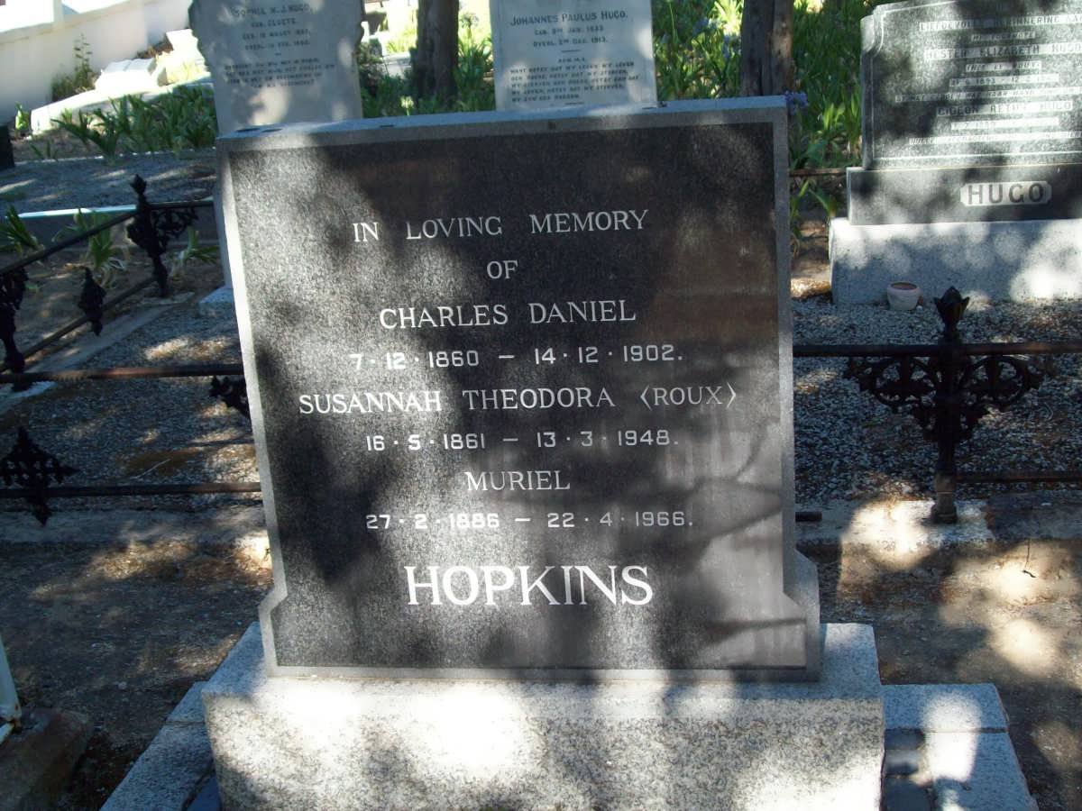 HOPKINS Charles Daniel 1860-1902 &amp; Susannah Theodorah ROUX 1861-1948 :: HOPKINS Muriel 1886-1966