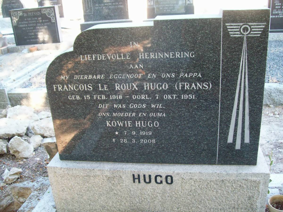 HUGO Francois le Roux 1918-1951 &amp; Kowie 1919-2008