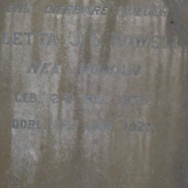 HOWELL Aletta J. nee HUMAN 1875-192?