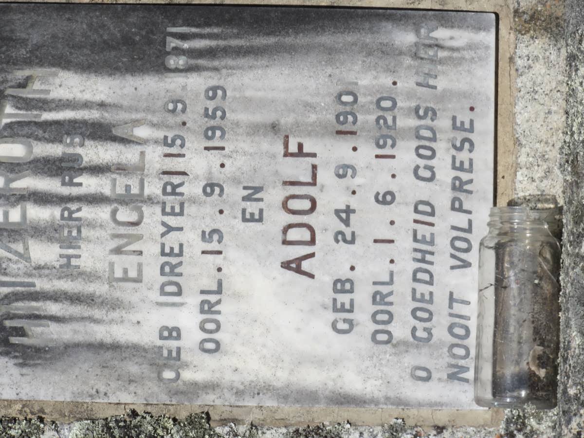 HITZEROTH Engela nee DREYER 1871-1959:: HITZEROTH Adolf 1901-1920