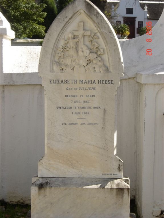 HEESE Elizabeth Maria nee DE VILLIERS 1863-1905