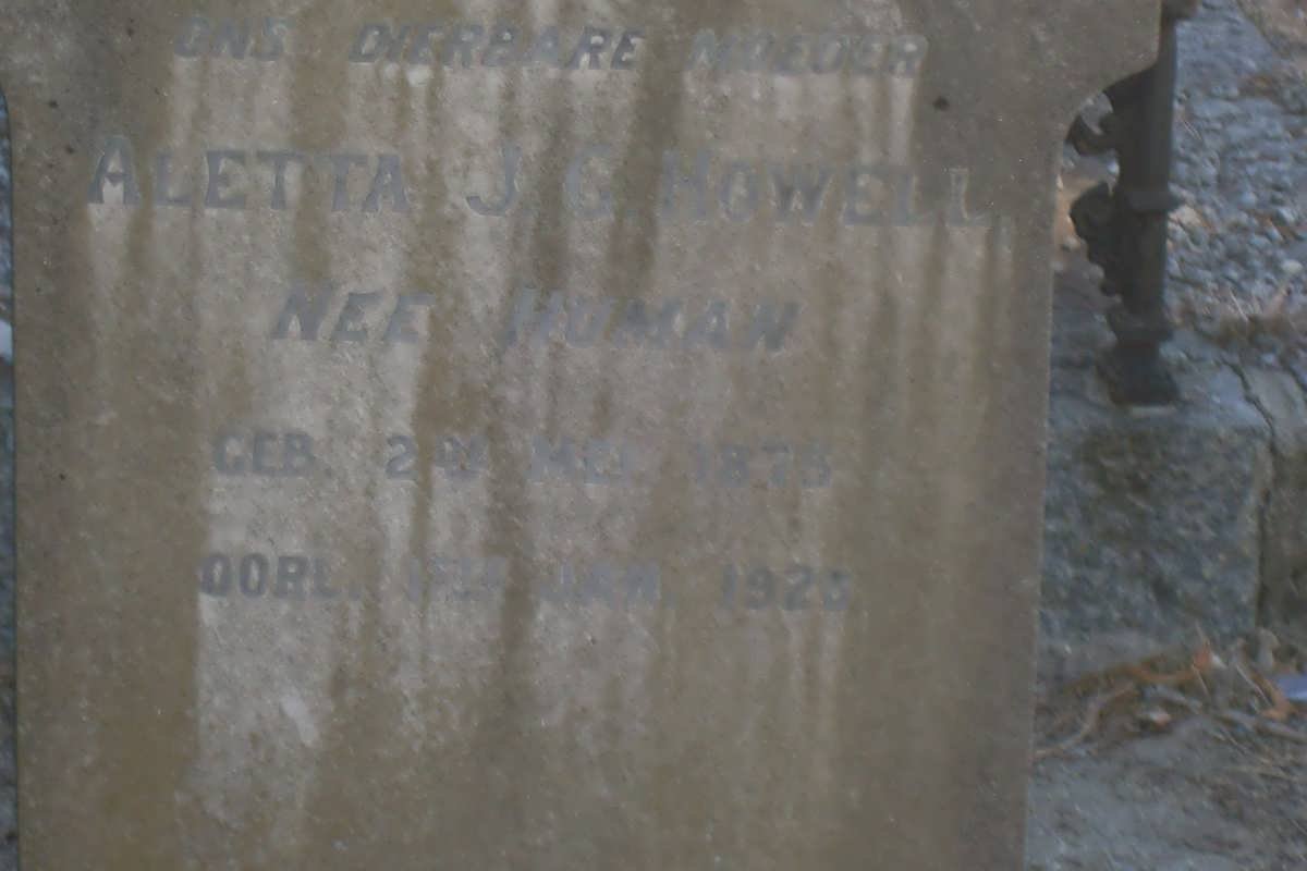 HOWELL Aletta J. nee HUMAN 1875-192?