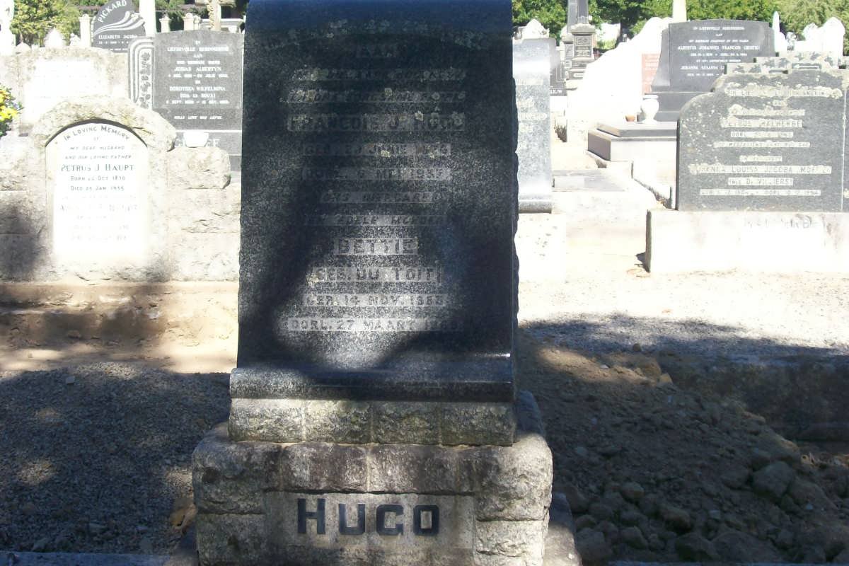 HUGO Francois J. 1876-1937 &amp; Bettie DU TOIT 1883-1969