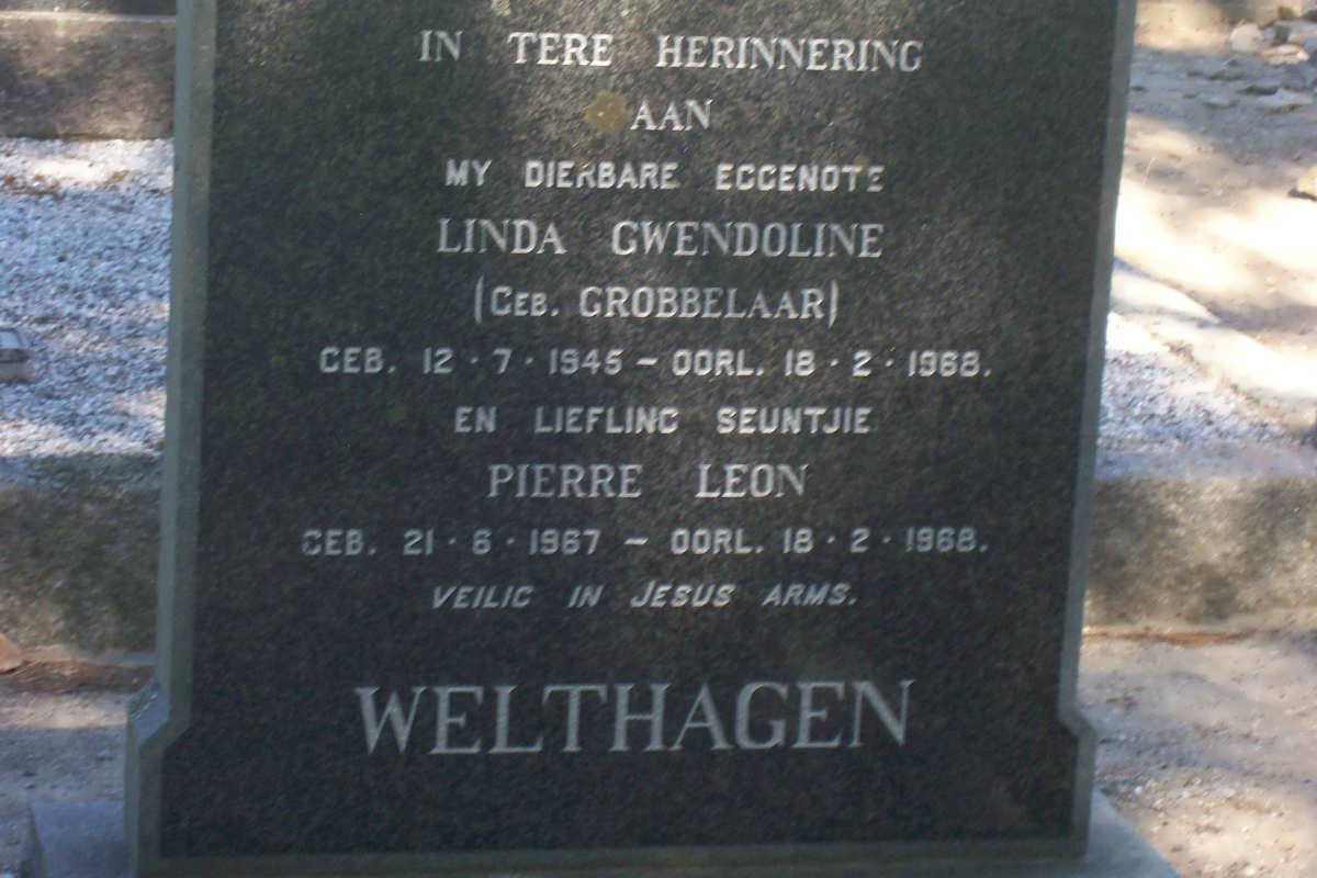 WELTHAGEN Linda Gwendoline nee GROBBELAAR 1945-1968 :: WELTHAGEN Pierre Leon 1967-1968